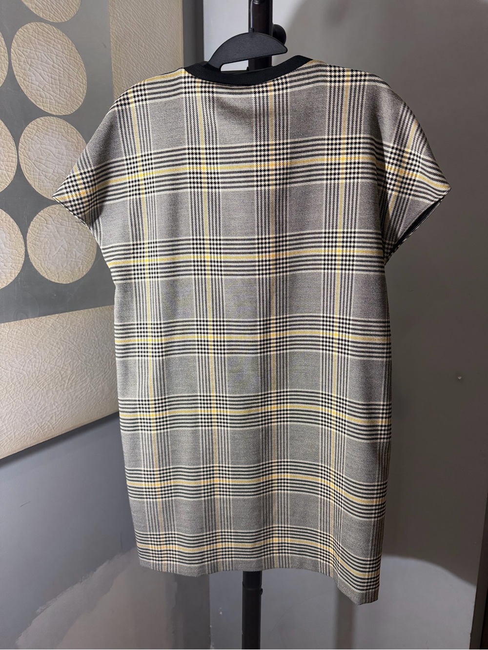 Zara trf collection Plaid side pockets Shift Dress in Gray and Yell